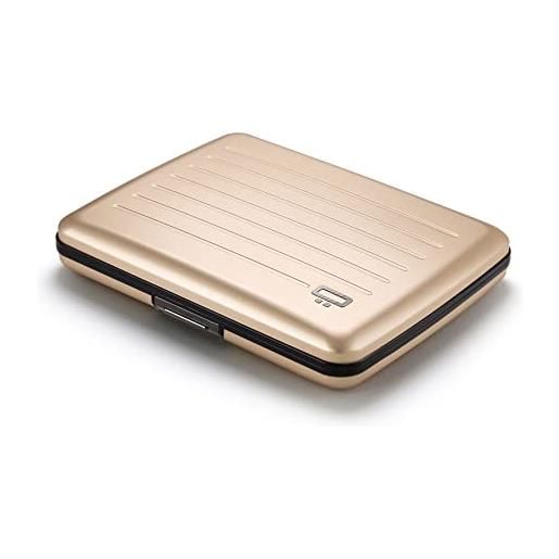 ÖGON -DESIGNS- smart case v2 large a portafoglio in alluminio grande capacità formato banconote + monete - portacarte robusto e resistente con chiusura in metallo - oro rosa