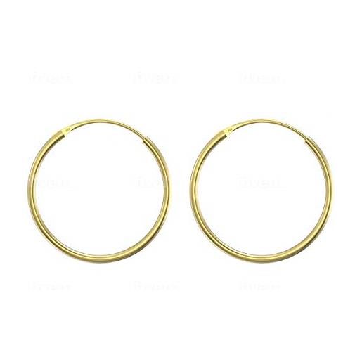 Aeon orecchini a cerchio in oro giallo 9 carati, confezione regalo e panno per la lucidatura inclusi, con anello spesso incernierato, 10 mm, pietra