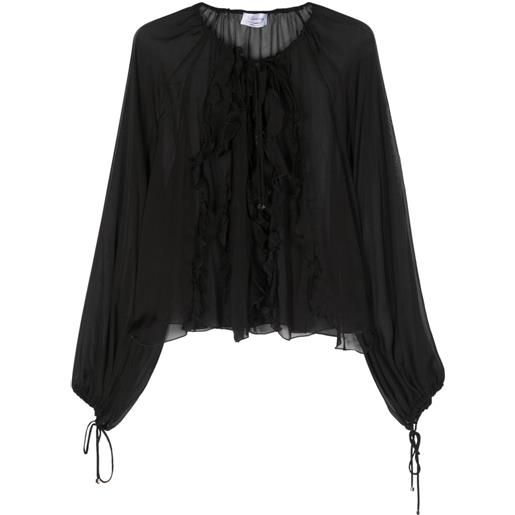 Blumarine ruffled chiffon blouse - nero