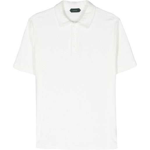 Zanone terry-cloth cotton polo shirt - bianco
