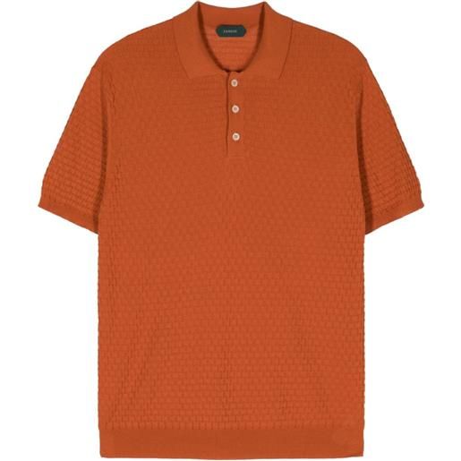 Zanone textured cotton polo shirt - arancione