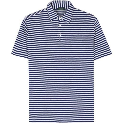 Zanone striped linen-blend polo shirt - blu