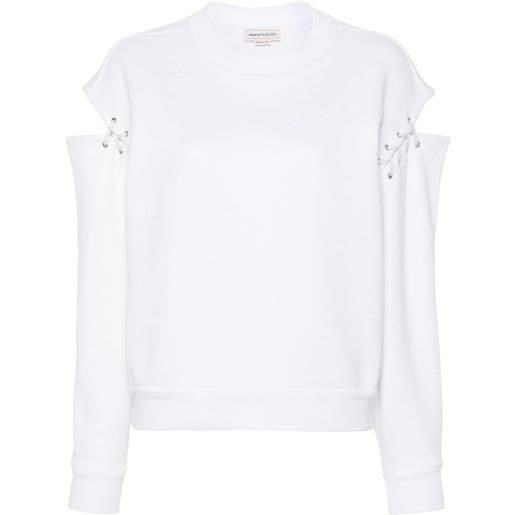 Alexander McQueen embroidered logo cut-out sweater - bianco