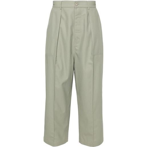 LOEWE pleat-detail straight-leg trousers - verde