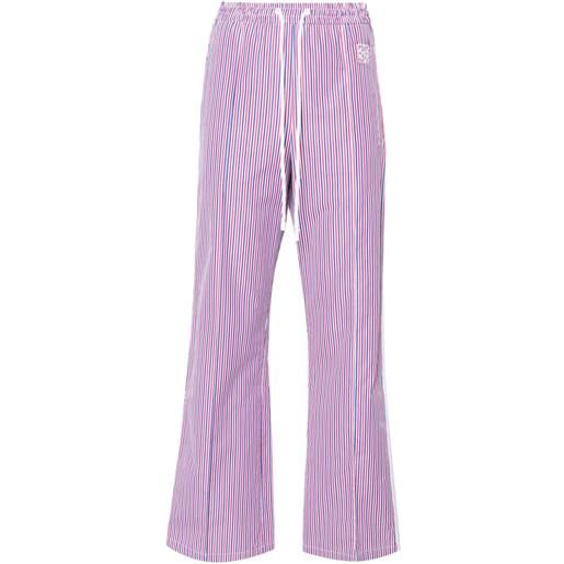 LOEWE anagram-embroidered striped trousers - blu