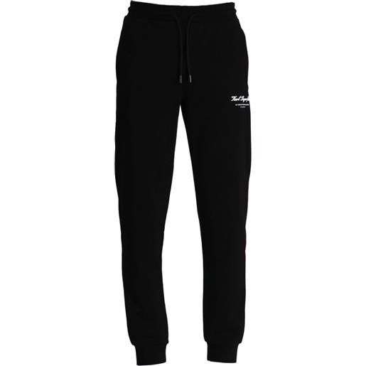 Karl Lagerfeld logo-embroidered cotton track pants - nero