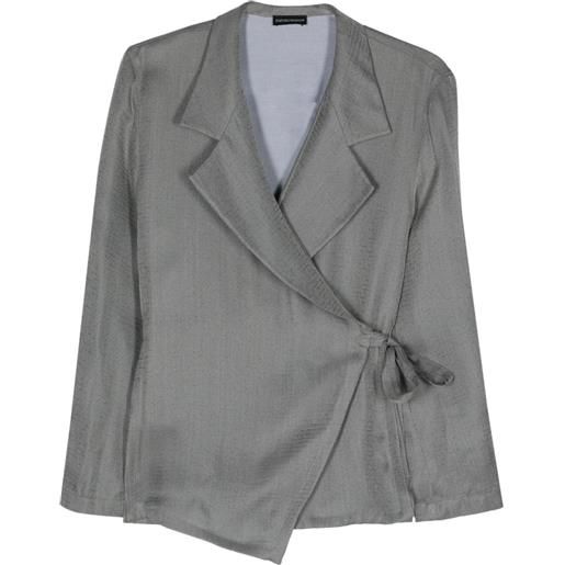 Emporio Armani patterned-jacquard wrap blazer - grigio