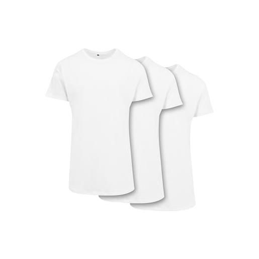 Build Your Brand t-shirt da uomo a forma di lunga, confezione da 3, 100% cotone, white2, xs, bianco 2