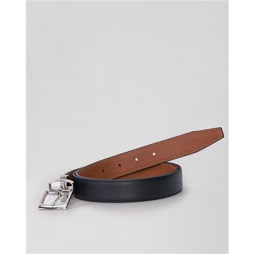 LeatherTrend.it elio - cintura reversibile liscia ruggine e nero in vera pelle di cervo double face