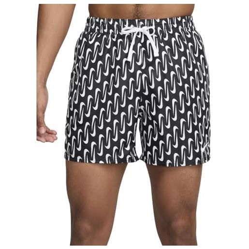 Nike costume a pantaloncino da bagno uomo con logo all over, nesse520 (it, testo, m, regular, regular, black/white)