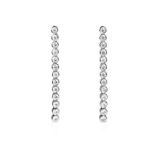 Diamond Treats orecchini pendenti in argento sterling 925 per donna e ragazza, orecchini lunghi in stile tennis, orecchini donna argento 925 con zirconi 3 mm, gioielli donna con confezione regalo