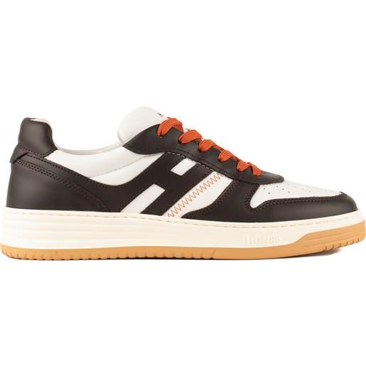 Hogan sneakers h630 marrone bianco e arancio
