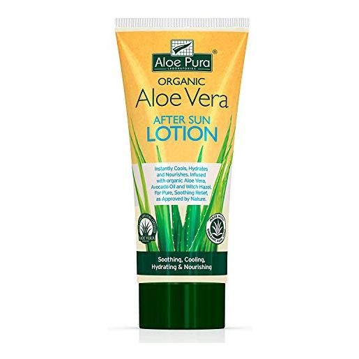 Aloe Pura aloe vera aftersun lotion, naturale, vegano, non testato sugli animali, senza parabeni e sls, lenitivo, 200ml