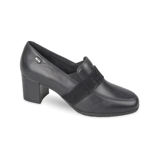 Valleverde scarpe con tacco donna 36562a in pelle modello casual. Una calzatura comoda adatta per tutte le occasioni. Autunno-inverno 2023. Tacco 6 cm (nero, 38)