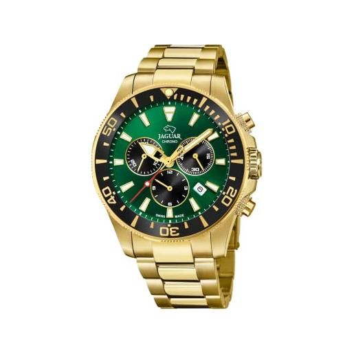 JAGUAR j864/1-orologio da uomo della collezione executive, cassa da 43,5 mm, colore verde, con cinturino in acciaio placcato j864/1