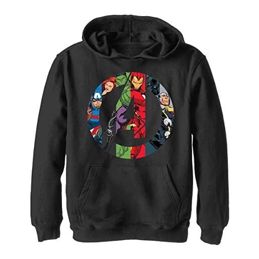 Marvel classic-avengers heroes icon hoodie hooded sweatshirt, nero, 9/10 bambini e ragazzi