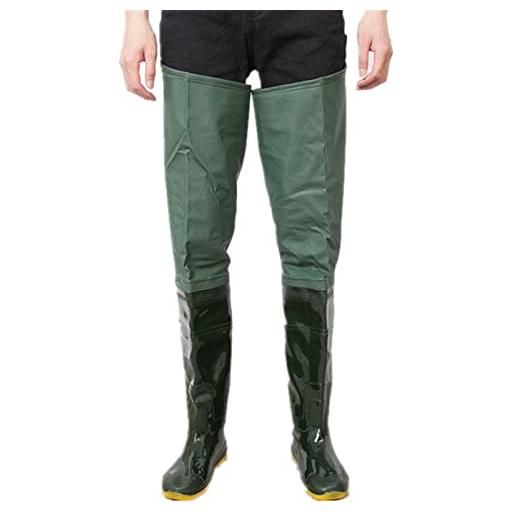 HWBZSZY pantaloni da pesca in nylon/pvc impermeabili da 80 cm stivali da caccia con cinturino regolabile trampolieri da esterno unisex stivali da pioggia in gomma leggeri per uomo e donna, verde, 38eu