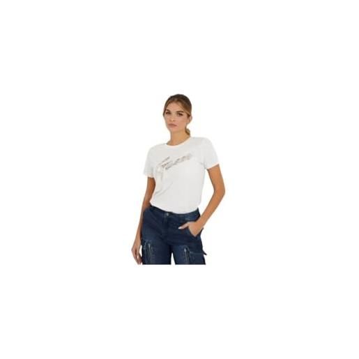 Guess jeans t-shirt lace logo easy bianco - large