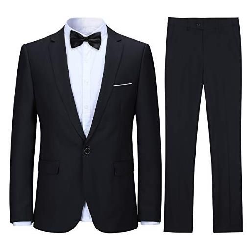 Allthemen abito da uomo 2 pezzi slim fit wedding tuxedo suit giacca monopetto pantalone formale da lavoro nero xxl