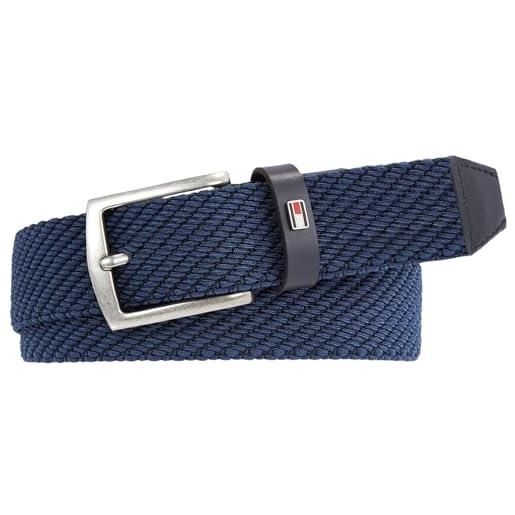 Tommy Hilfiger cintura uomo denton 3.5 elastic cintura in tessuto, blu (space blue), 115 cm