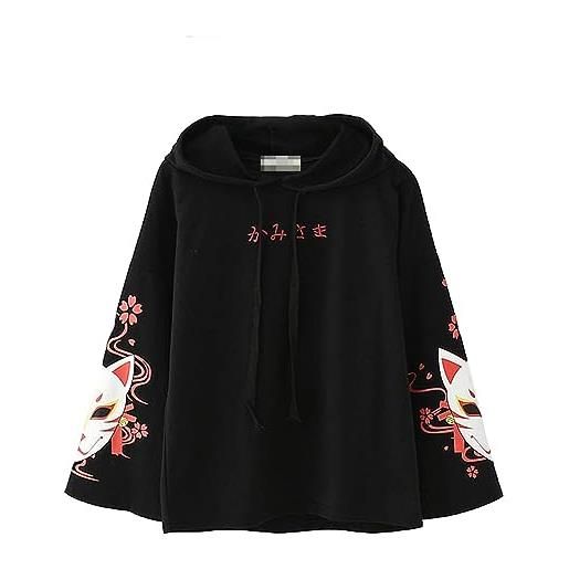 Vdual semplice giapponese testo moda di moda estetico minimalista elegante volpe sukura design lungo maniche felpa con cappuccio giacca