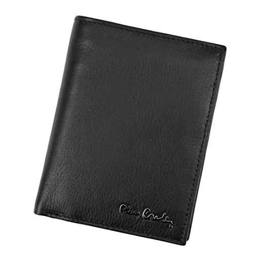 Pierre Cardin portafoglio da uomo in vera pelle con scomparti per banconote spazio per carte portamonete, nero elegante, contemporaneo