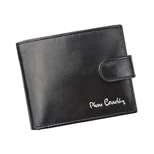 Pierre Cardin portafoglio da uomo con fermaporta rfid in 100% pelle naturale, 11 x 8,5 x 2 cm, per fino a 11 carte, 2 scomparti per banconote, 1 portamonete con chiusura a chiavistello, nero , ys520.1