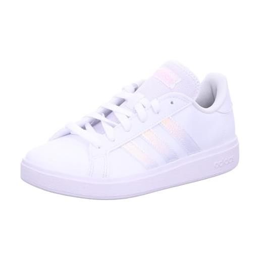 adidas grand court base 2.0, scarpe da ginnastica donna, ftwr white iridescent almost pink, 37 1/3 eu
