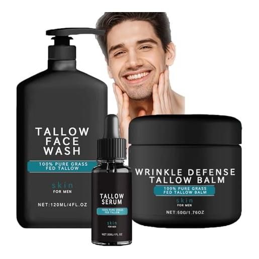 Generisch wrinkle defense tallow balm, forge beef tallow for skin care, skin care for men natural beef tallow balm set for man, tallow face moisturizer set anti wrinkle night serum for man (multiple)
