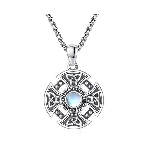 MEDWISE collana celtica in argento sterling 925, con ciondolo a forma di croce, con ciondolo a forma di freccia, pugnale, croce celtica, ciondolo celtico, amuleto, gioiello per uomo, figlio, ragazzo, donna, 