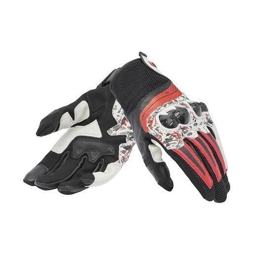 DAINESE - mig 3 unisex gloves, guanti moto in pelle, protezioni sulle nocche, compatibilità touchscreen, unisex, nero/rosso spray/bianco, xl
