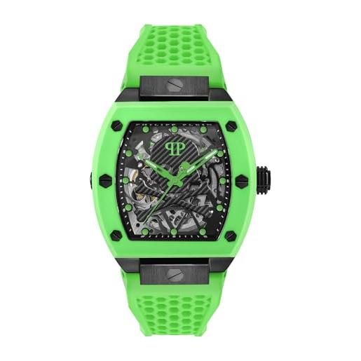 Philipp Plein orologio automatico da uomo the $keleton silicone, verde/nero - pwbaa2324