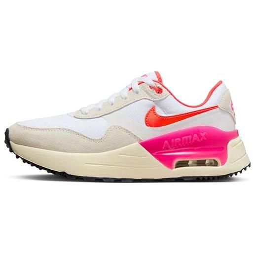 Nike air max systm, scarpe con lacci donna, white/bright crimson/summit wh, 40.5 eu