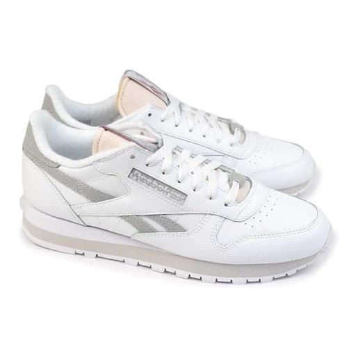 Reebok classic leather, sneaker unisex - adulto, bianco (white/pugry3/vecnav), 43 eu