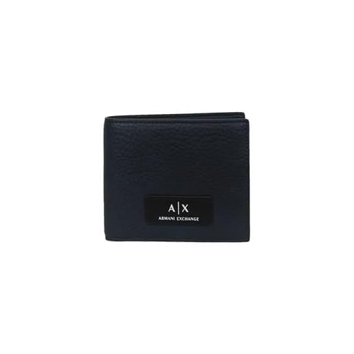 Armani Exchange logo ricamato, tasca per monete, billfold da uomo, nero, einheitsgröße