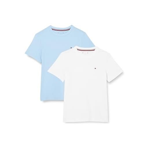 Tommy Hilfiger 2p cn tee ss ub0ub00310 magliette a maniche corte, blu (white/well water blue), 14-16 anni bambini e ragazzi