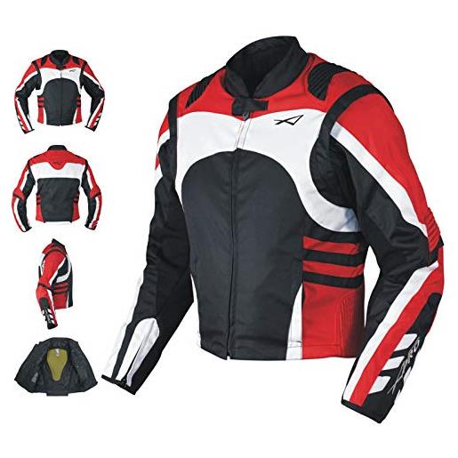 A-PRO SRL giacca moto tessuto cordura manica staccabile racing sport touring rosso xs