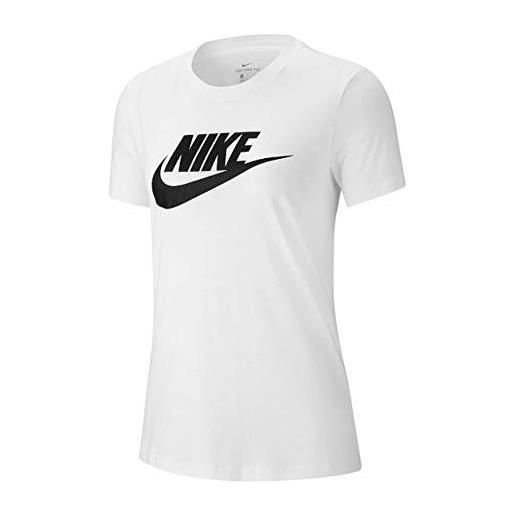 Nike w nsw tee essntl icon futura, t-shirt donna, bianco (white/black), xs