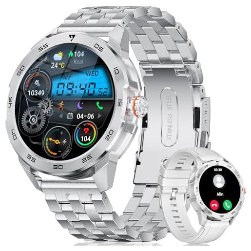 ESFOE smartwatch uomo con chiamata bluetooth, 123+ modalità sport orologio smart watch 400mah fitness watch contapassi cardiofrequenzimetro pressione sanguigna orologio digitale per android ios