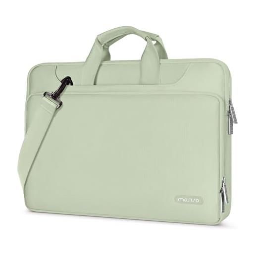 MOSISO 360 protezione laptop spalla borsa compatibile con mac. Book air 15 pollici m2 a2941 2023/pro 16 2023-2019,15-15,6 pollici notebook, matching colore sleeve con cintura, salvia verde