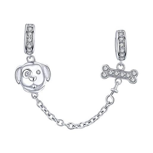 HAEPIAR s925 sterling silver charm per bracciale collana charm dangle catena di sicurezza per cani regali per donne