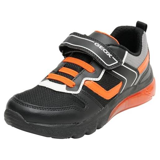 Geox j ciberdron boy, scarpe da ginnastica, black orange, 29 eu