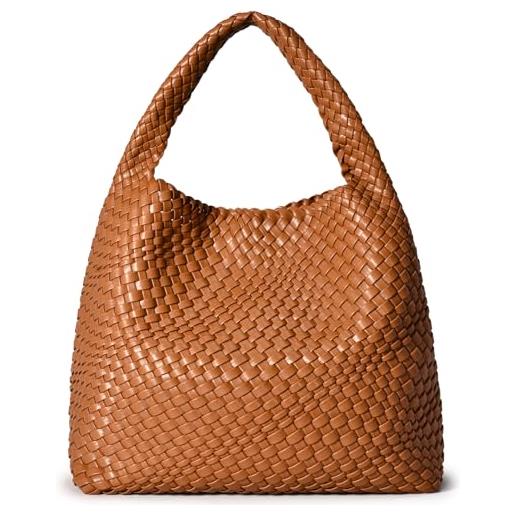 oscaurt borsa tote da donna borsa in pelle intrecciata borsa tote bag da donna borse a tracolla borsa per la spesa borsa con manico superiore borsa con sacchetto borsa, marrone, large