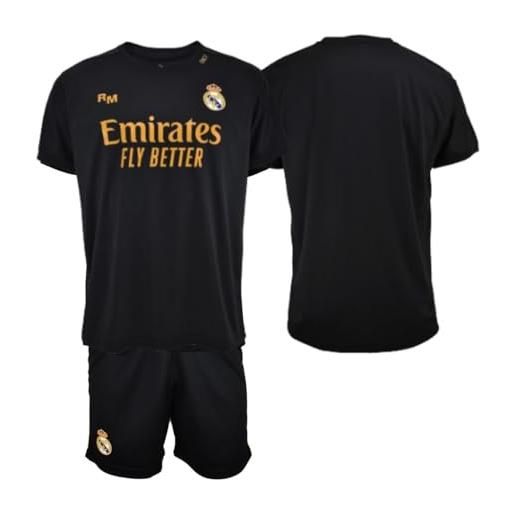 Real Madrid set bambino t-shirt e pantaloni terza set stagione 2023-2024 - replica ufficiale con licenza ufficiale - bambino, nero , 12 anni