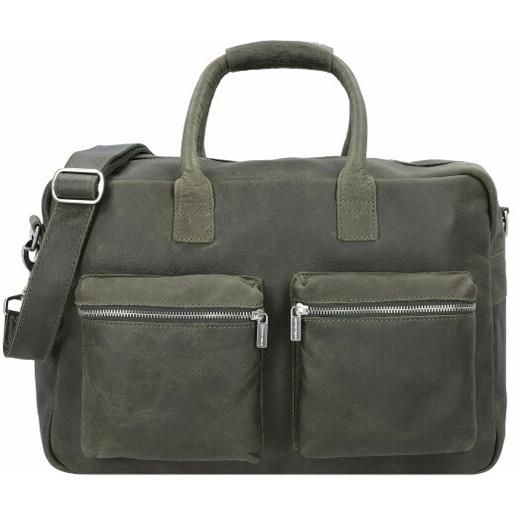 Cowboysbag la borsa college briefcase in pelle con scomparto per laptop da 42 cm verde