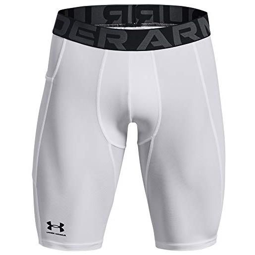 Under Armour men's standard heat. Gear long shorts, white (100)/black, xx-large tall