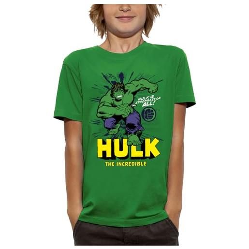 Marvel t-shirt hulk - prodotto con licenza ufficiale avengers - bambino - taglia 6 anni - verde