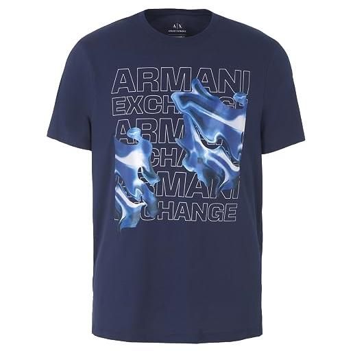 Armani Exchange regular fit large logo graphic tee t-shirt, nero, l uomo