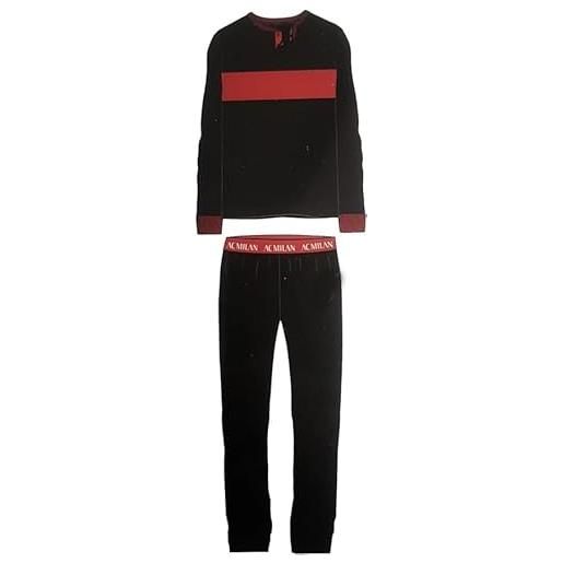 Generic pigiama milan interlock kids 100% cotone per bambini e ragazzi intero rosso nero mod. 15136 (12 anni)