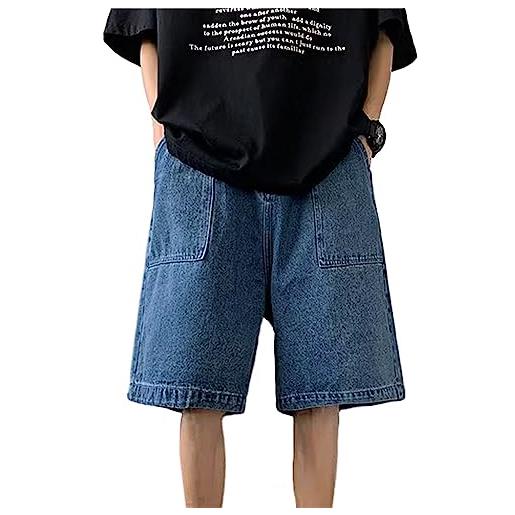 EGSDMNVSQ pantaloncini jeans larghi da uomo pantaloncini di jeans pantaloni corti hip hop pantaloncini cargo estivi jeans con tasca pantaloni da skateboard bermuda vintage